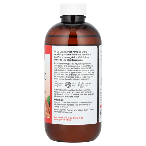 De La Cruz, масло сладкого миндаля, 236 мл (8 жидк. унций)