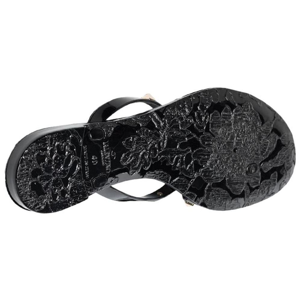Valentino Rockstud Flip Flops Women"s Black Gold