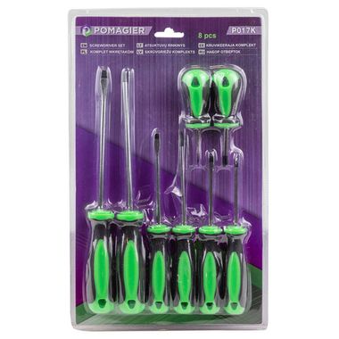 Набор отверток 8 пр.(PH:2х40,2х150,1х75,1х100мм,SL:5.5х40,4х75,4.5х100,5.5х150мм),в блистере POMAGIER Pom-P017K