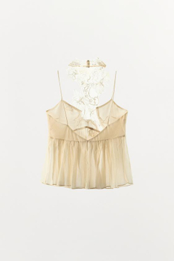 ZARA ТОП С ГОРЛОВИНОЙ ХАЛТЕР И ГОДЕ, ЭКРЮ