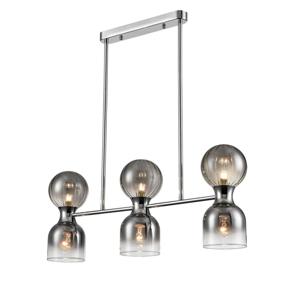 8114/6 MODERNI LN25 142 хром/дымчатый, металл/стекло Подвесной светильник G9 3*30W + E14 3*40W 220V TAUNA