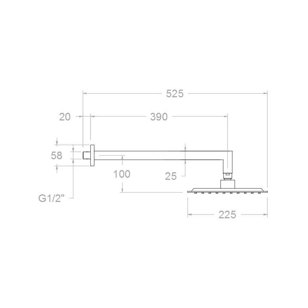 Тропический душ настенный квадратный ABS BHRPK225