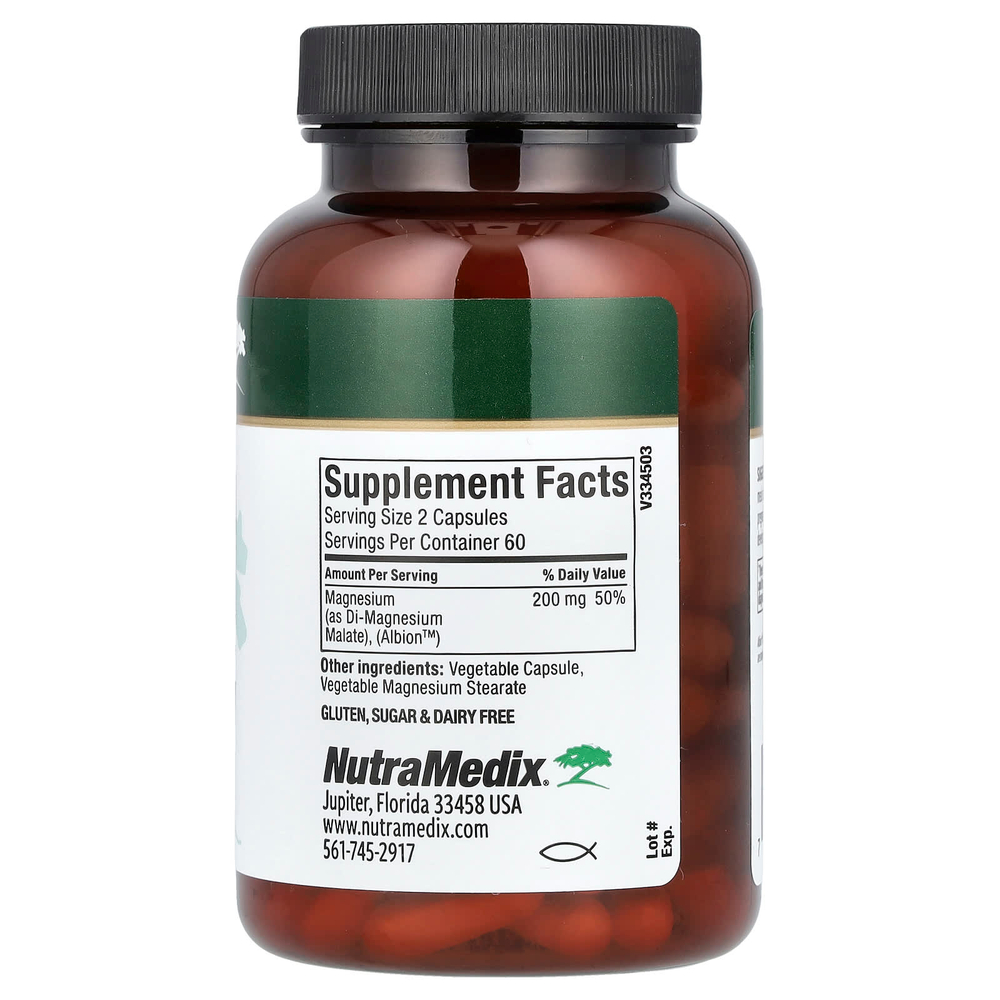 NutraMedix, малат магния, 120 растительных капсул (100 мг в 1 капсуле)