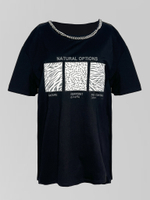 Футболка Archie 6688 удлиненная с цепочкой и надписью Natural Options однотонная