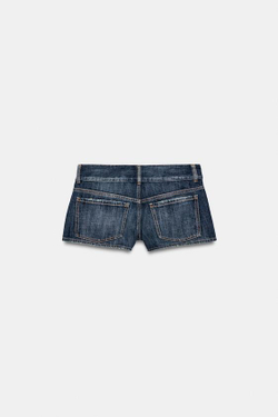 ZARA МИНИ-ШОРТЫ ИЗ ДЕНИМА TRF С КАРМАНАМИ, МОРСКОЙ СИНИЙ