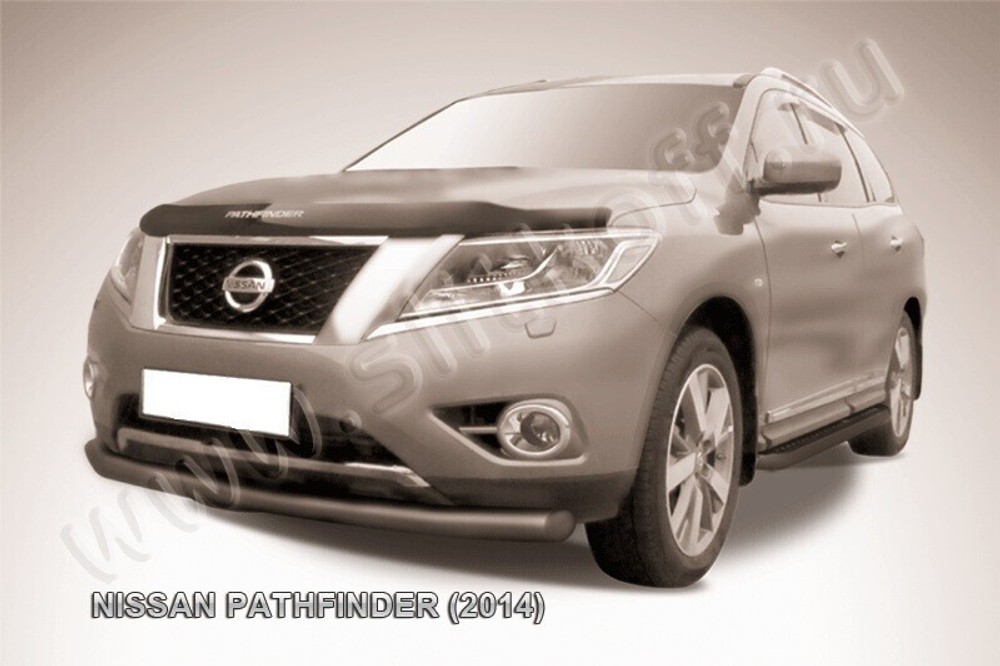 Защита переднего бампера (нержавейка) Nissan Pathfinder (2012-2017) d76 (черный)