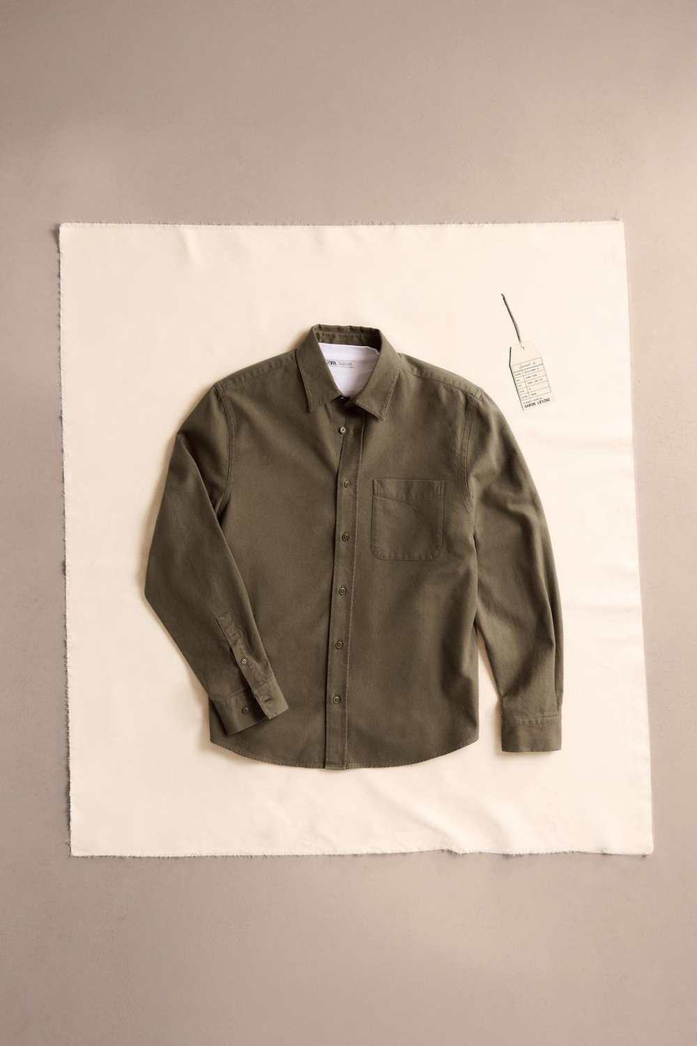 ZARА РУБАШКА ИЗ ХЛОПКА С УТЕПЛЕНИЕМ, КОРИЧНЕВЫЙ/ЗЕЛЕНЫЙ