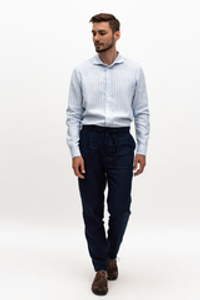 Linen trousers in dark blue