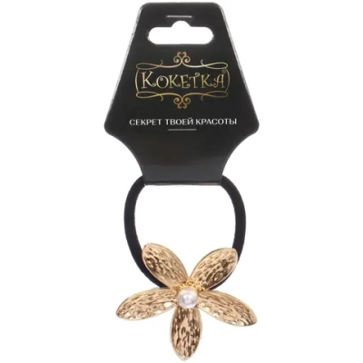 Резинка для волос с декором «AKS - DesignPRO», цветок, цвет золото, 5*5см