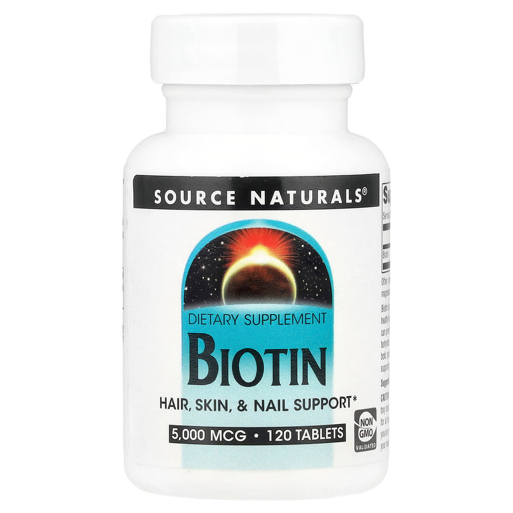 Source Naturals, Биотин, 5 мг, 120 таблеток