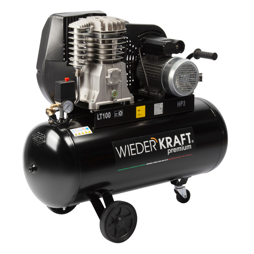 WDK-91053 Компрессор поршневой с ременным приводом 423 л/мин, 2.2 КВт, 220 В, ресивер 100 л