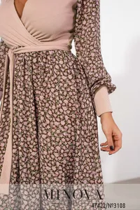 Платье 3108-пудровый-цветок Minova