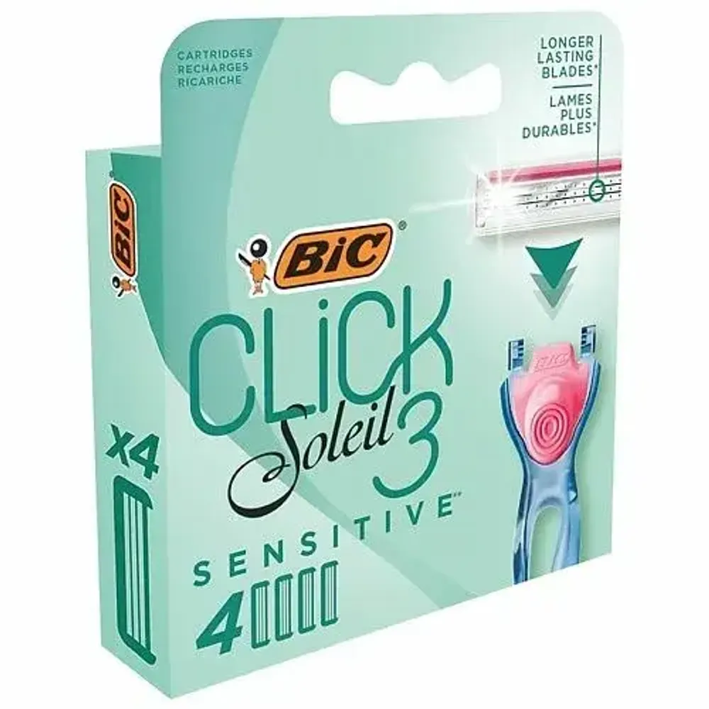 Сменные кассеты для бритвы BIC "Click Sensetive 3" с тремя лезвиями, женские, 4шт
