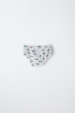 ZARA НАБОР ИЗ ШЕСТИ ТРУСОВ С ПРИНТОМ «КРАН», БЕЛЫЙ