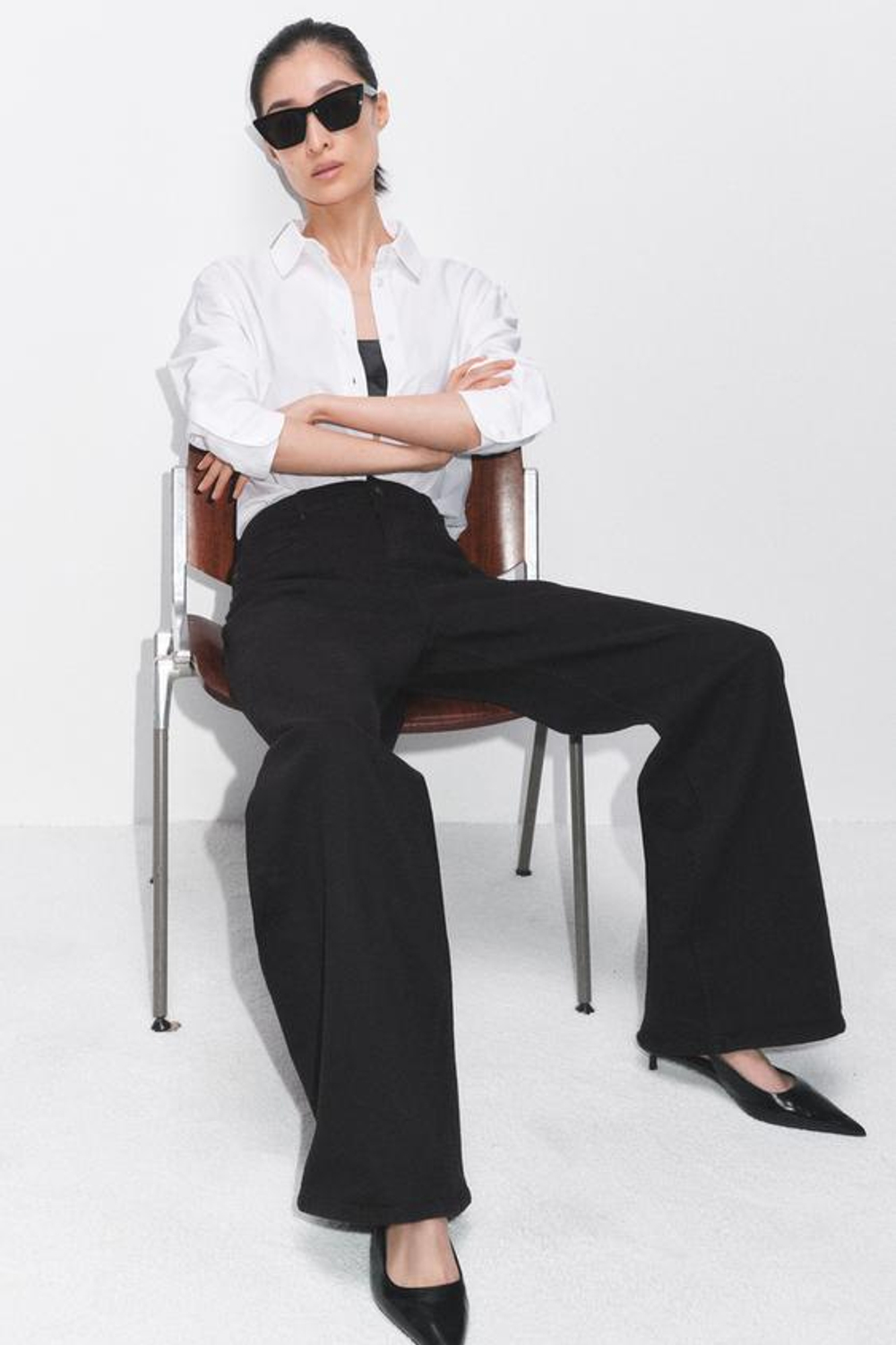 ZARA ДЖИНСЫ WIDE LEG С ВЫСОКОЙ ПОСАДКОЙ — ZW COLLECTION, ЧЕРНЫЙ