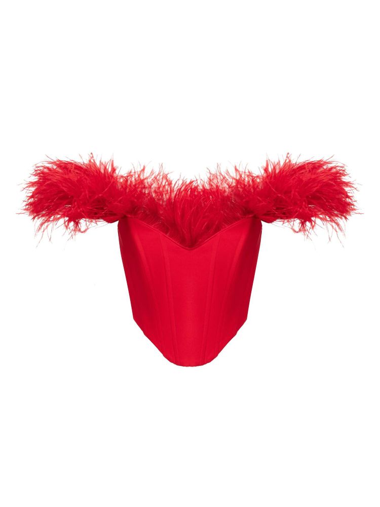 Корсетный топ с перьями