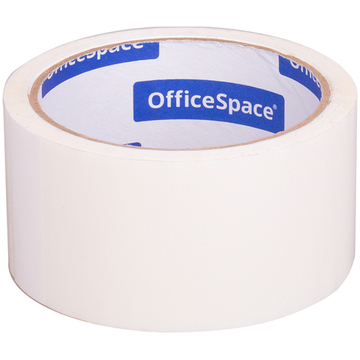 Клейкая лента упаковочная OfficeSpace, 48мм*40м, 45мкм, белая, ШК. Скотч