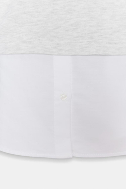 ZARA РУБАШКА С КОМБИНИРОВАННОЙ ТОЛСТОВКОЙ С КАПЮШОНОМ, БЕЛЫЙ/СЕРЫЙ