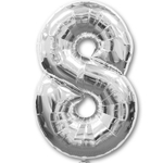 Шар фольгированный Цифра 8 84 см (Серебряный)