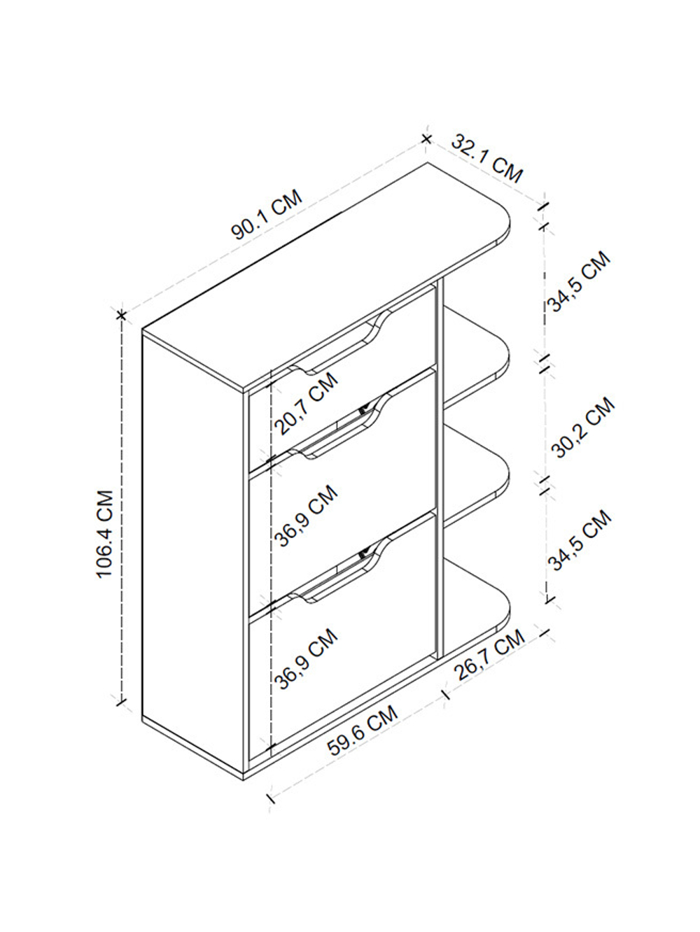 Обувница SMYRNA - дуб/белый