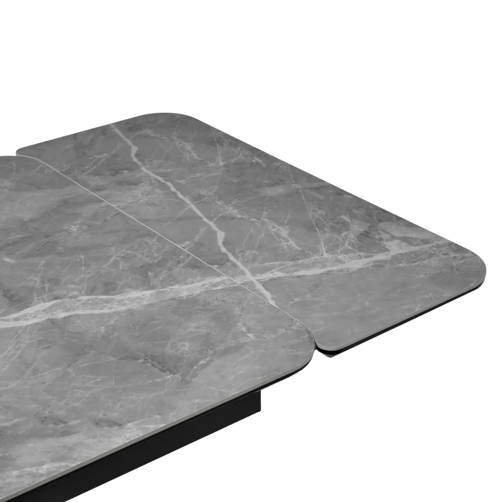 Стол Bradex Home Arthur раскладной 120-184x80x75см, керамогранит серый мрамор Greys Grey, чёрный