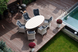 Стол обеденный овальный ЛУГАНО   алюминий/polywood   (цвет светло-серый) 2.2Х 1.14 м