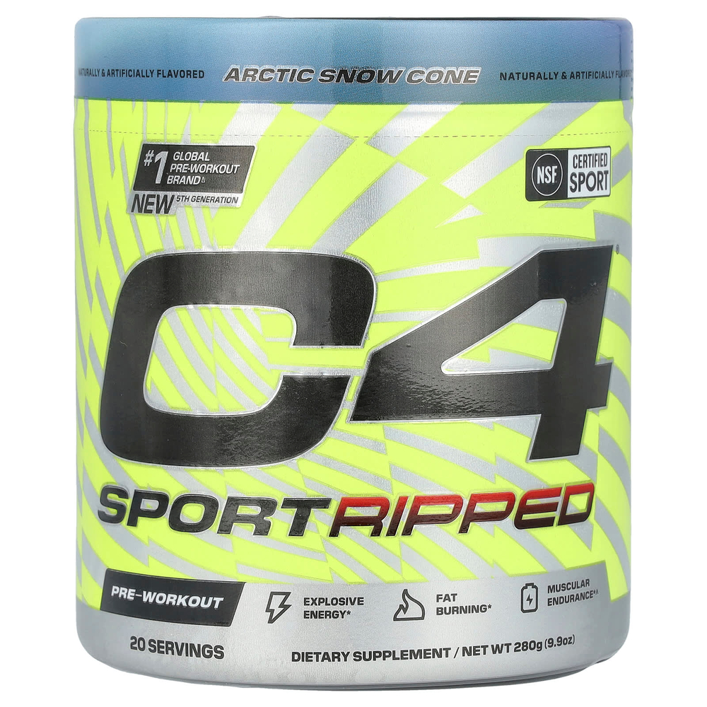 C4 / Cellucor, C4® Sport Ripped, предтренировочный комплекс, со вкусом снежного кокоса, 280 г (9,9 унции)