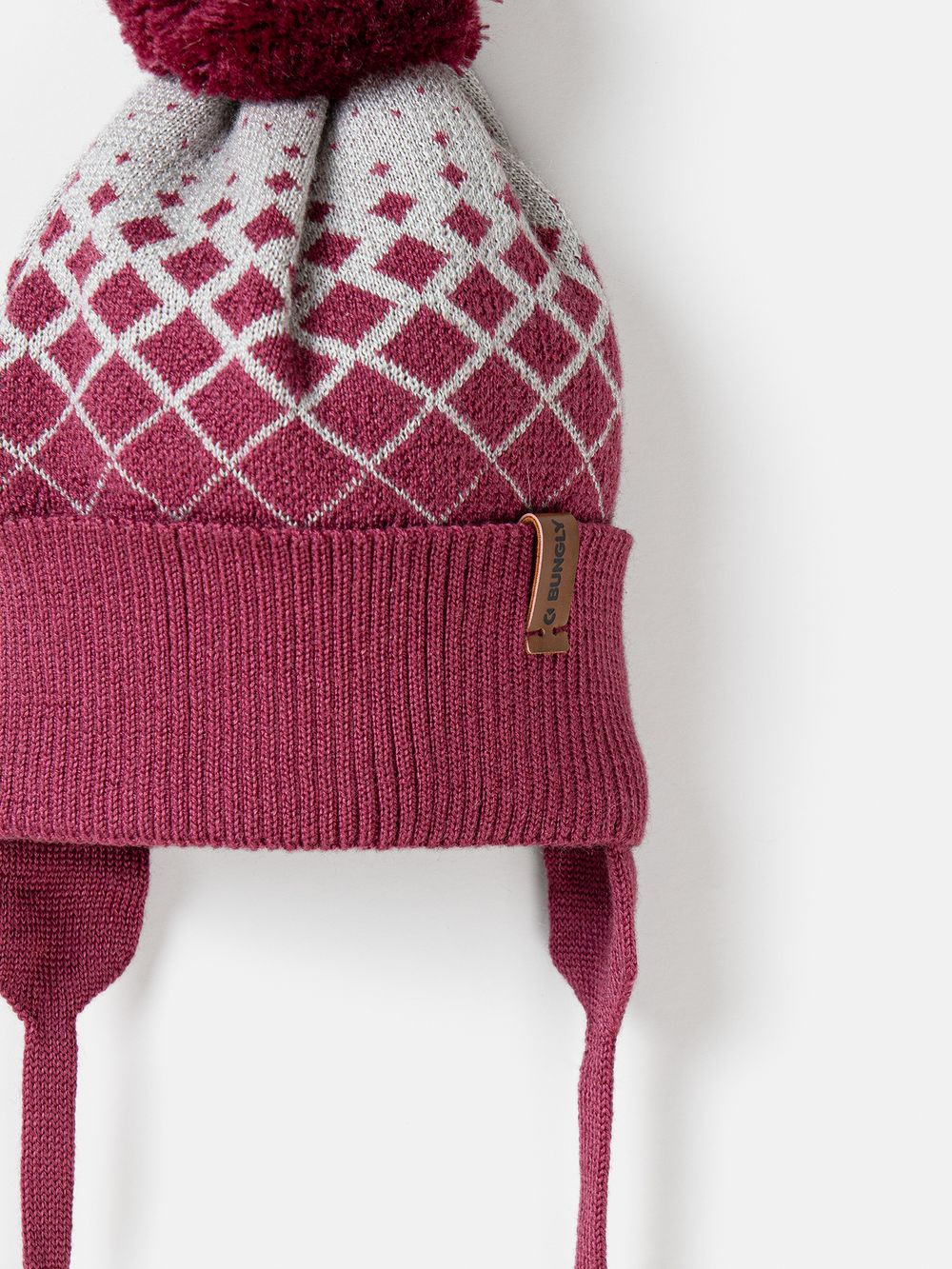 Шапка из смесовой шерсти "Ромбы фуксия"