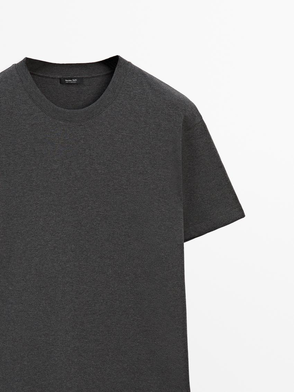 Massimo Dutti Хлопковая футболка-поло с короткими рукавами, серый