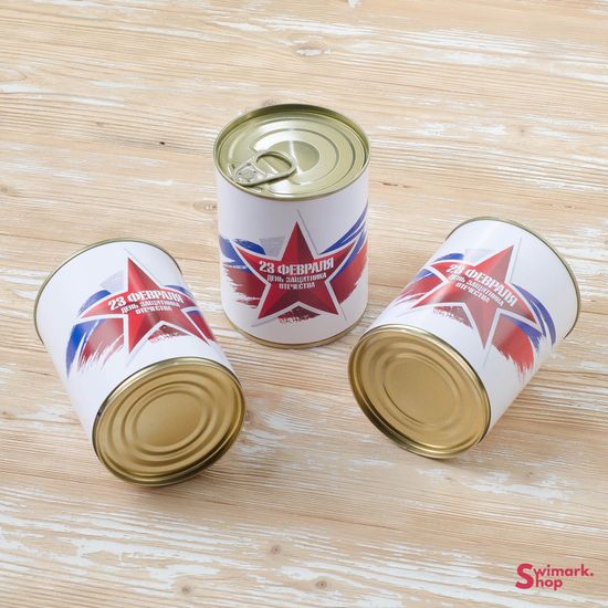 Носки мужские в банке, 23 февраля С днем защитника отечества!", триколор, красная звезда, 1 пара