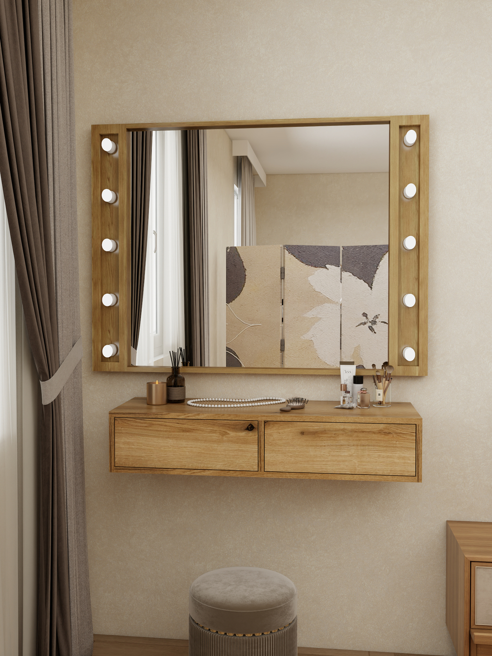 Тумба подвесная с перегородкой _Дуб