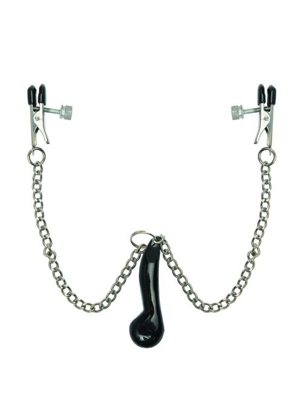 Зажимы на соски с утяжелителем Heavyweight Nipple Clamps (Цвет: Серебристый с черным)
