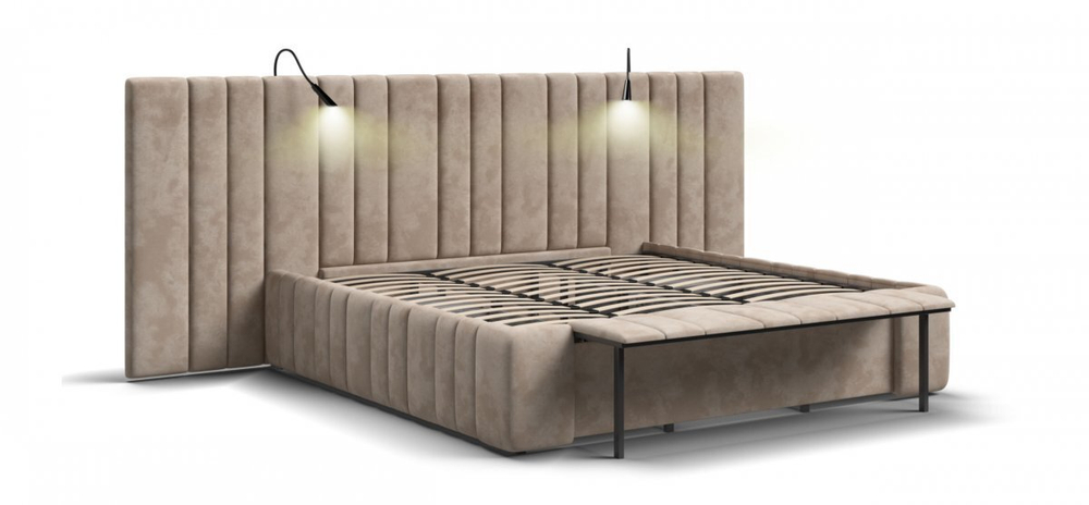 Кровать BOSS INFINITY 180*200 велюр Alkantara пепел