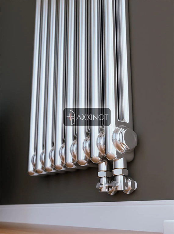 Axxinot Sentir Chrome 2180 - вертикальный двухтрубный трубчатый радиатор высотой 1800 мм, нижнее подключение с термовентилем