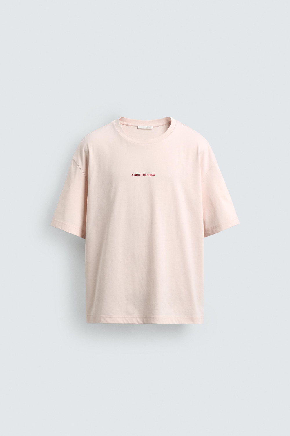 ZARA ФУТБОЛКА RELAXED FIT С НАДПИСЯМИ, РОЗОВЫЙ