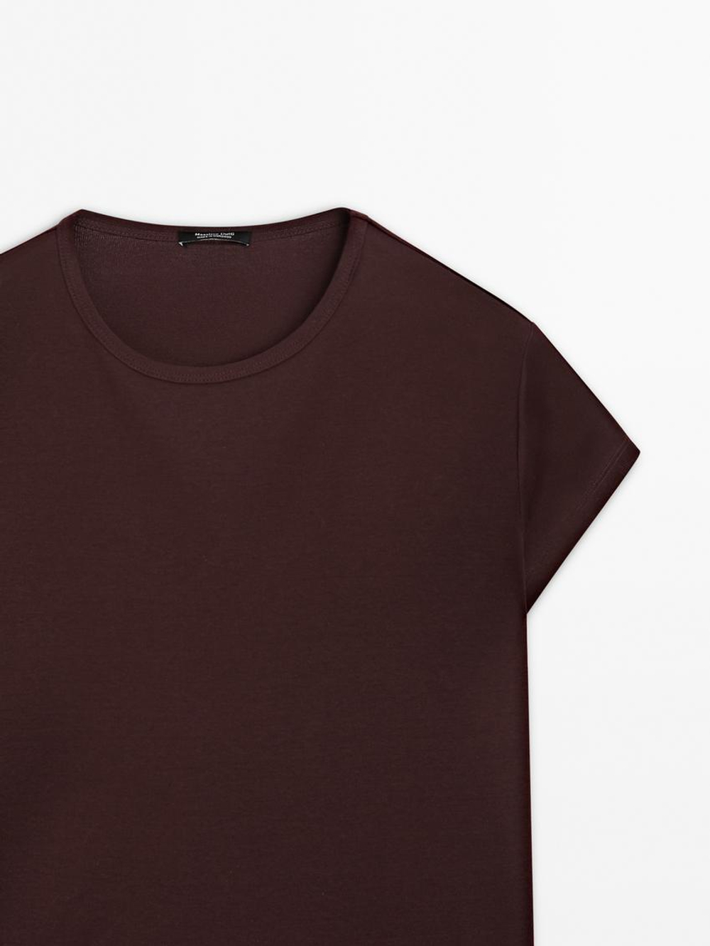 Massimo Dutti Хлопковая футболка, гранатовый