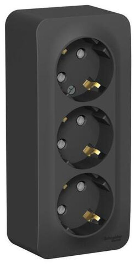 Розетка 3-м ОП Blanca 16А IP20 250В с заземл. защ. шторки с изолир. пластиной антрацит SE BLNRA011316