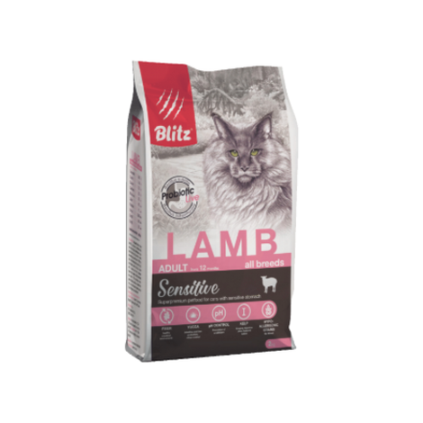 Сухой корм для взрослых кошек Ягнёнок Blitz Sensitive Lamb Adult Cats All Breeds 2кг