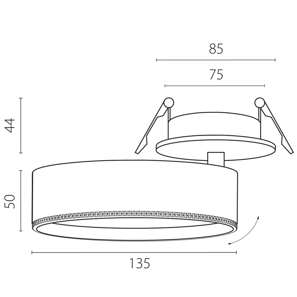 A5747RS Светильник ALTA PRO встраиваемый LED 35W 3230LM 36G ЧЕРНЫЙ 4000K со встр. чашей (215747 + 215007 + 215000-35)