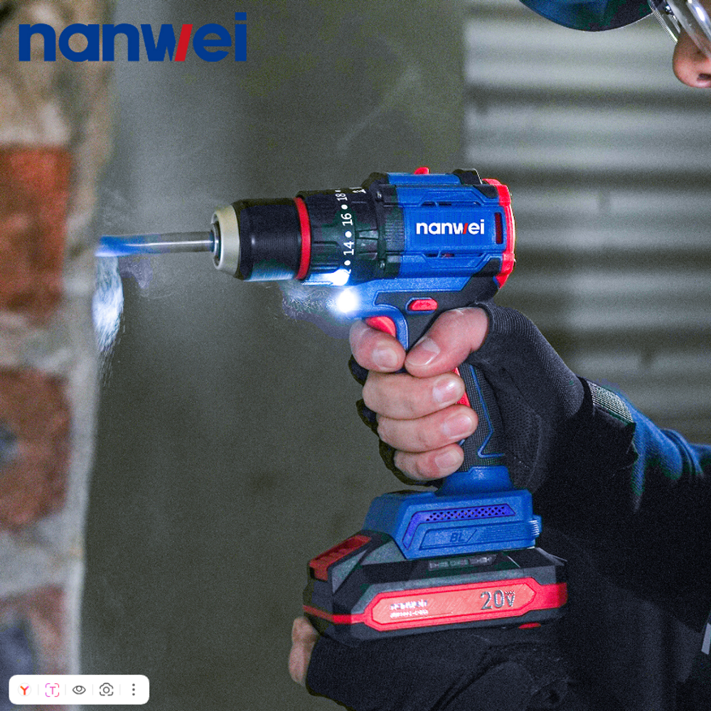 Аккумуляторная ударная дрель Nanwei с бесщеточным двигателем 70 Нм, 20 В NW-D8216C