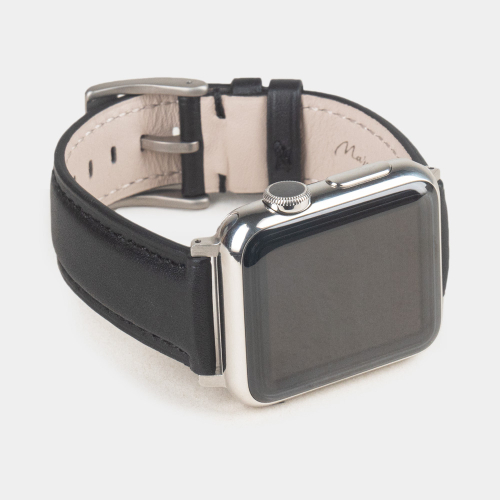 Ремешок для Apple Watch 44/45/46 mm из кожи теленка, черного цвета
