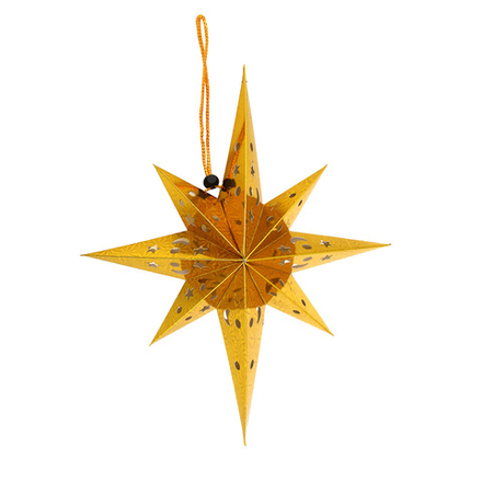 СНОУ БУМ Звезда 8-конечная 45 см, бумага, красный, золотой, 2 дизайна