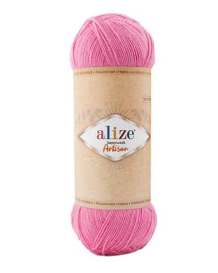 Суперваш артисан (Superwash artisan) пряжа Alize 75%шерсть 25%полиамид 5х100г/420м 178 розовый