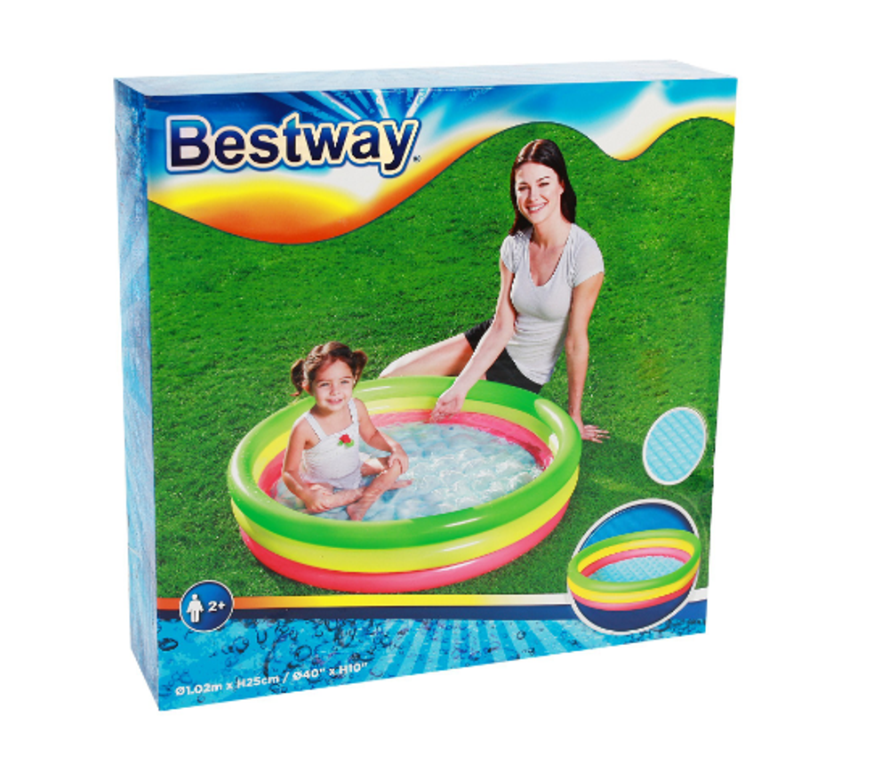 Бассейн надувной Bestway «Радуга», 102×25 см, от 2 лет