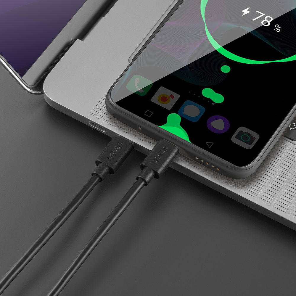 Дата-кабель USB-C - USB-C, 1.2м, 3A, черный
