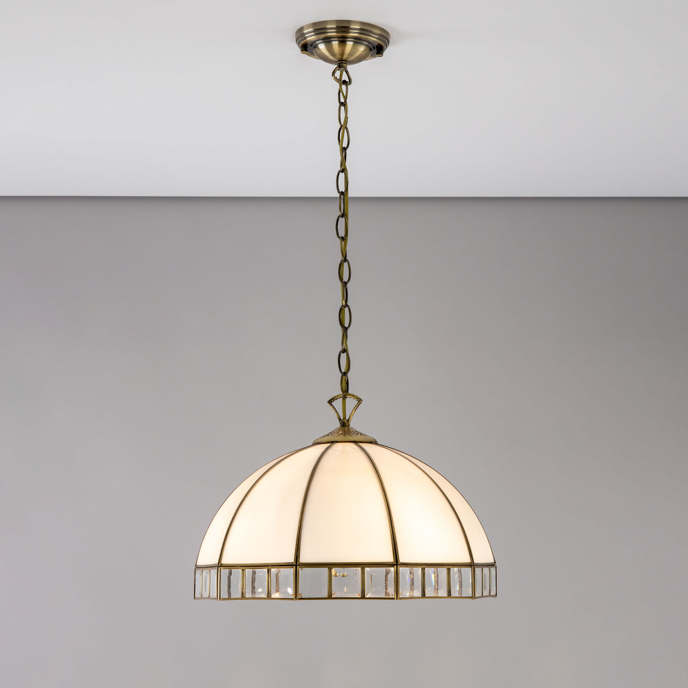 Citilux Шербург-1 CL440132 Люстра витражная подвесная Бронза