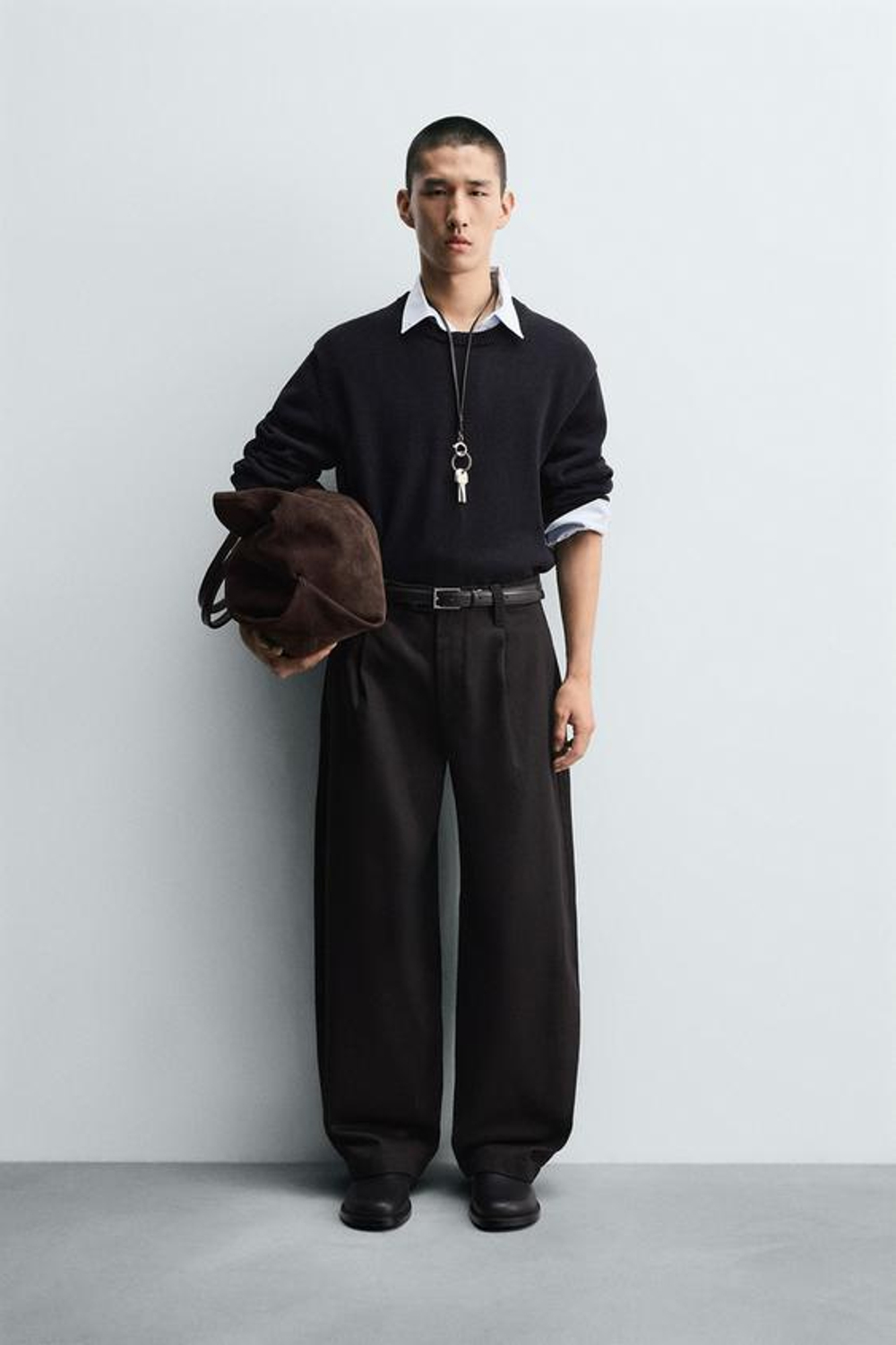 ZARA ДЖИНСЫ BALLOON FIT С ЗАЩИПАМИ, ШОКОЛАДНЫЙ