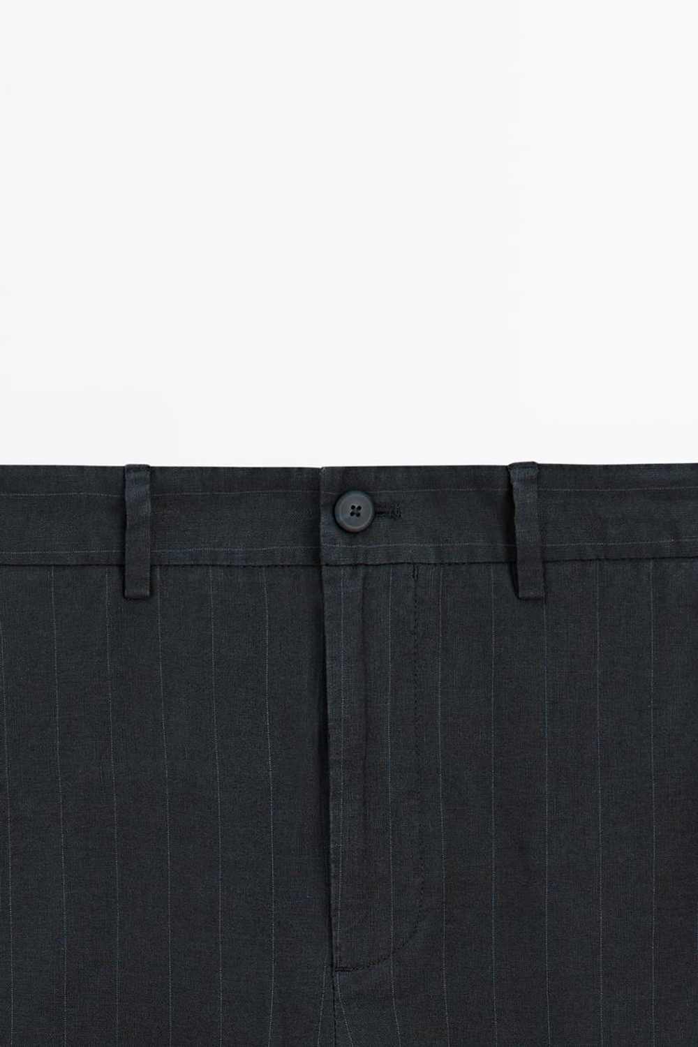 Massimo Dutti Льняные брюки в полоску, темно-синий
