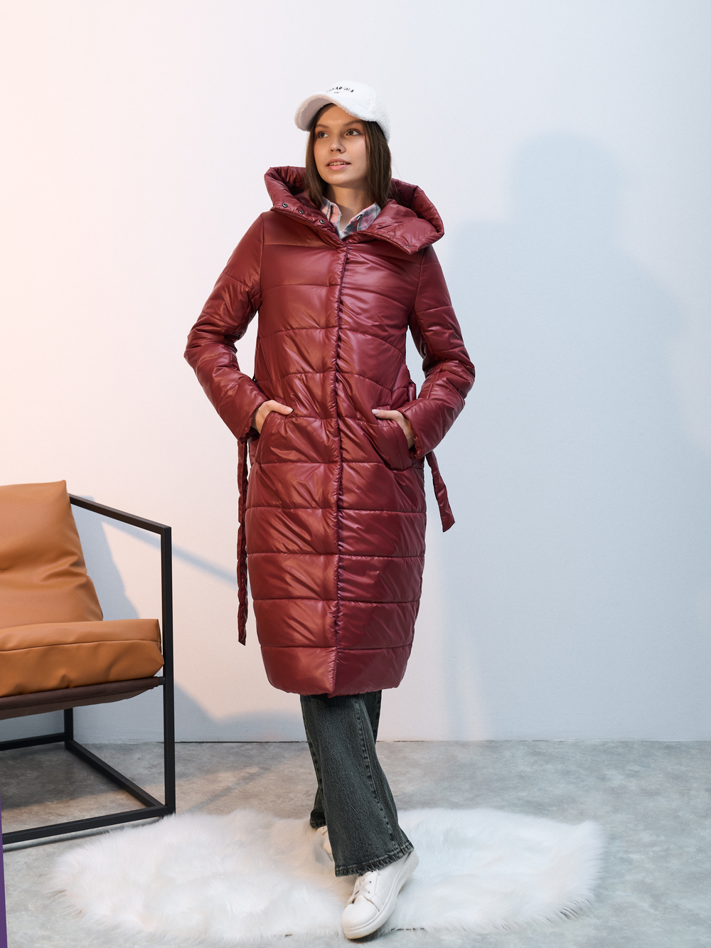 Пальто  демисезонное "Анель" бордо
