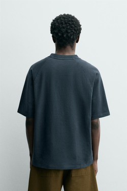 ZARA БЕЙСБОЛЬНАЯ ФУТБОЛКА ПОЛО, ВЫЦВЕТШИЙ СИНИЙ